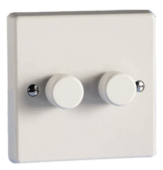 2 X 250w Trailing Push On And Off 2-Way White Varilight Dimmer Switch