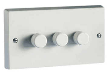 3 X 300w Trailing Push On And Off 2-Way Twin Plate White Varilight Dimmer Switch