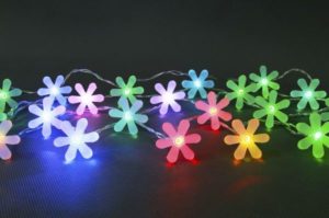 Battery Operated LED 20 X Rainbow Frosted Flower Light Set