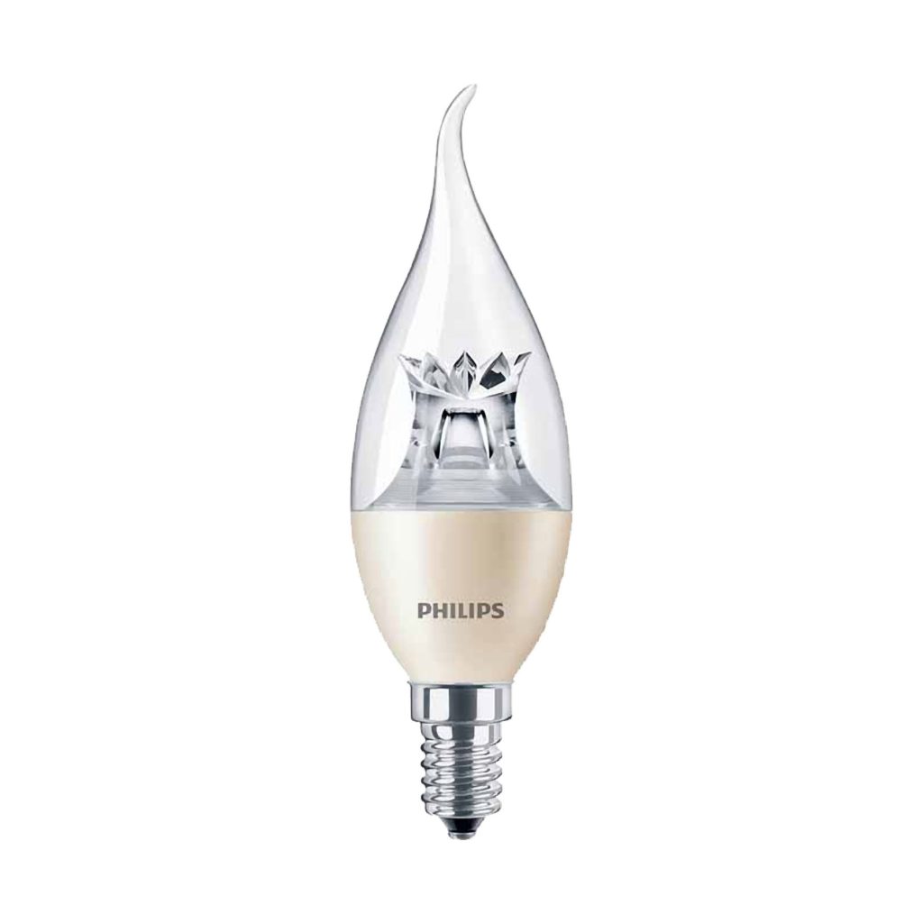 4watt Candle LED Candle SES E14 Small Screw Cap Clear Flame Tip Warm White Equivalent To 25watt Dimable