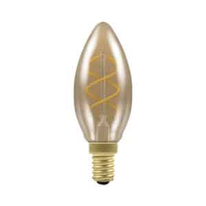 3.5watt Candle LED SES E14 Small Screw Cap Very Warm White Gold Finish Equivalent To 15watt Dimmable