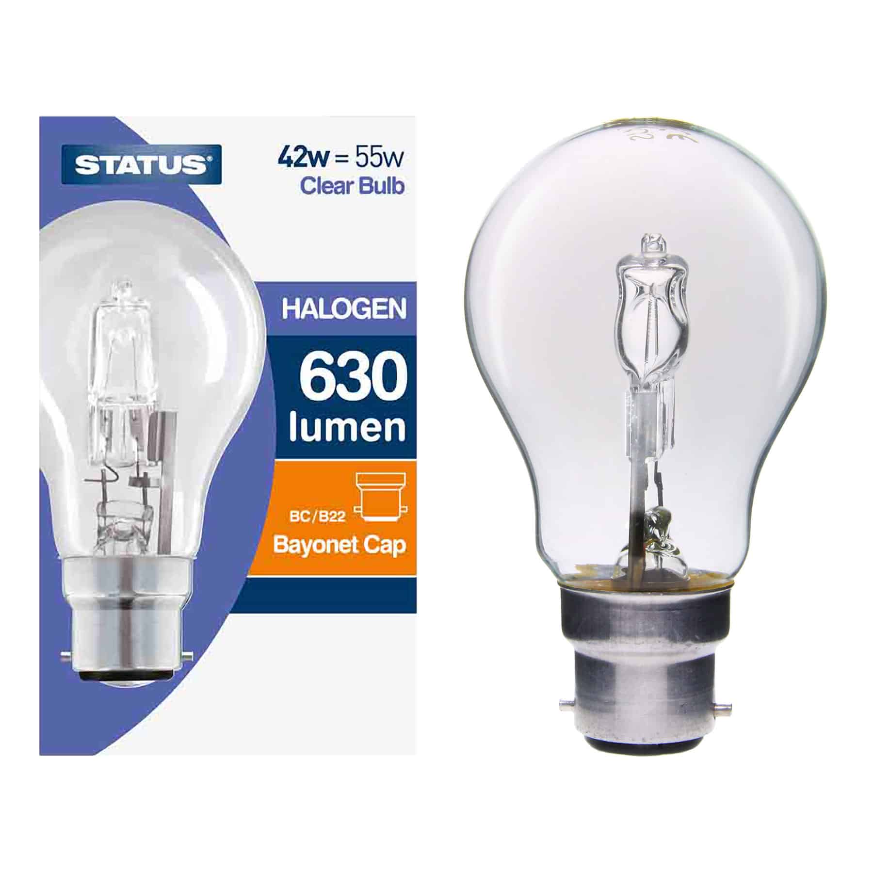 10 x Style Lighting 42 watt = 60 watt BC B22 Halogen GLS Dimmable Energy Saving Light Bulb