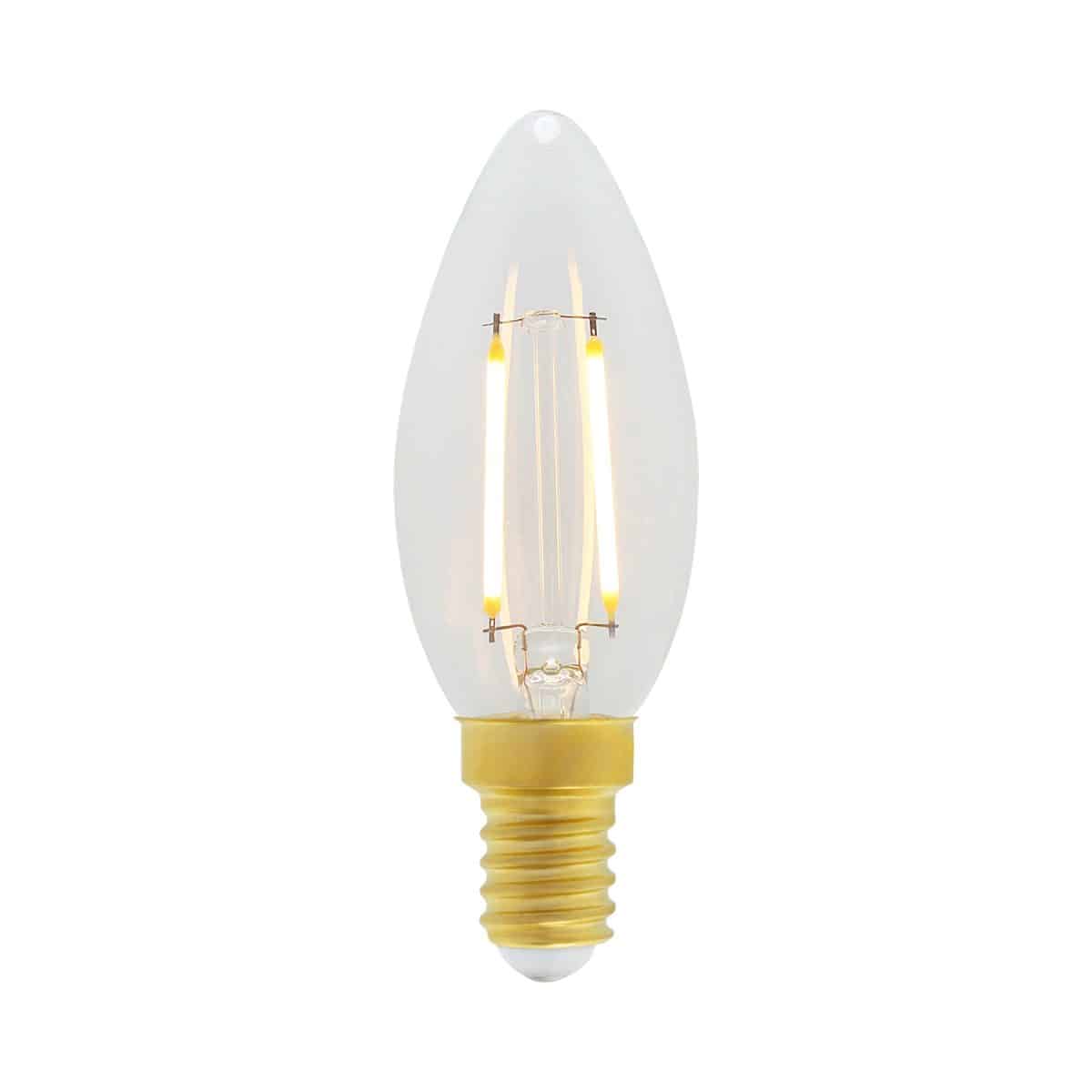 1.5watt Candle LED SES E14 Small Screw Cap Very Warm White Clear Dimmable